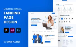 I will do clean professional web landing page UI UX design figma